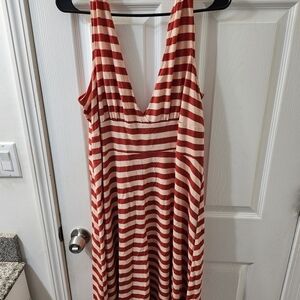 Dots Red and White Striped Maxi Dress